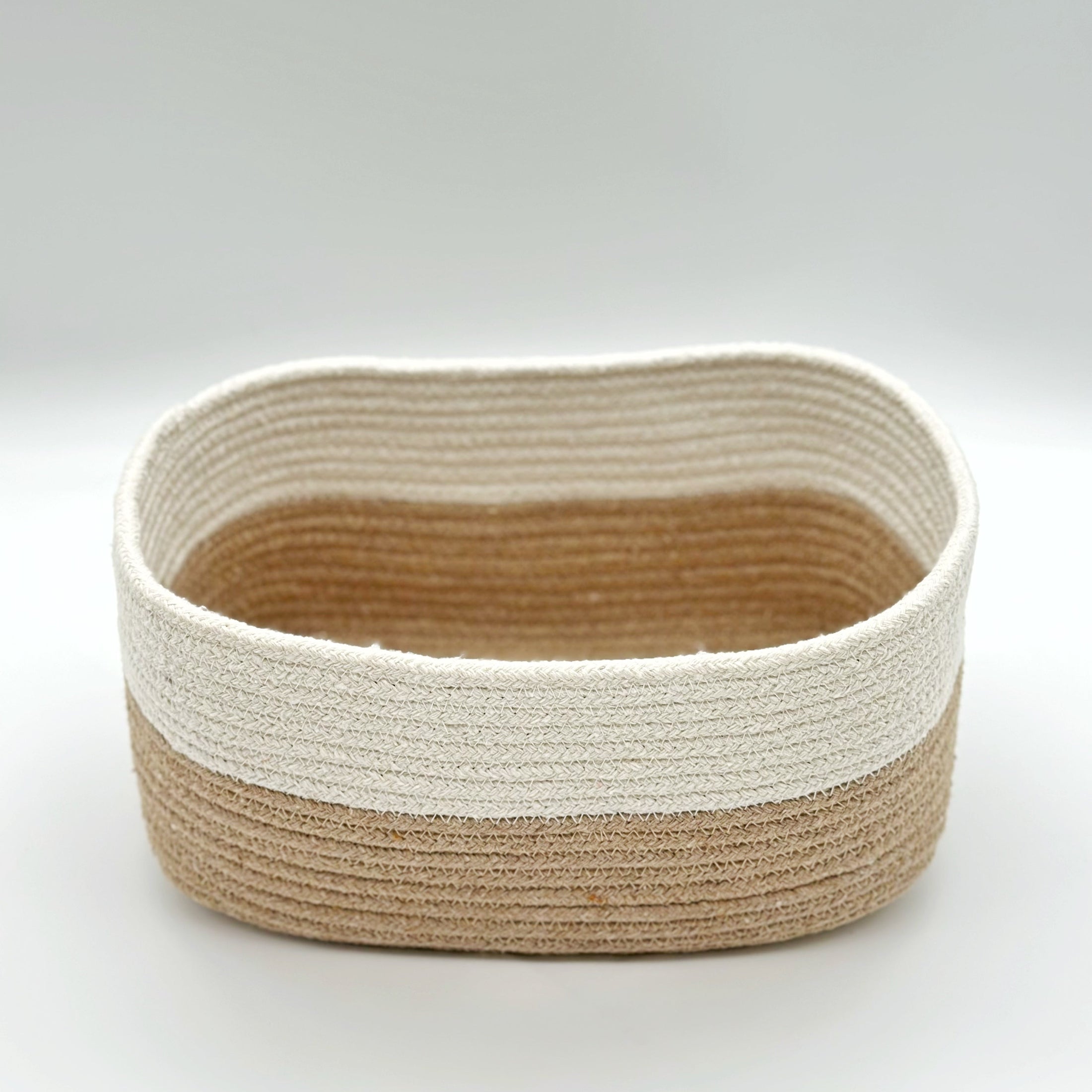 (Khaki) rectangular basket top view.