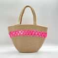Load image into Gallery viewer, (Pink) beach bag. woven bag. pink, front view
