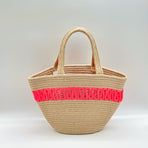 (Coral) Beach bag. Woven. Front view